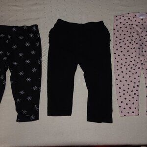 LOT OF (3) INFANT GIRL PANT BOTTOMS SIZE 6-9 MONTHS: CARTERS, BON BEBE, BUNDLES